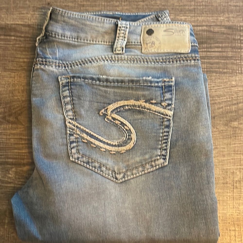 Silver Aiko mid slim boot jeans size 34x33